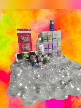 ​Huge DIY Christmas Ornament Crafting Kit Clear Baubles Glitter Mica Powder Glue